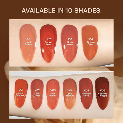 Mistine Lip Gloss Lip Oil Lip Plumber Non-sticky Tinted Lip Gloss for Women Infused with 1% Peptide Finish Lip Tint Hydrating Lip Stain Lightweight Feeling J03 Rose Wave 0.1 fl oz