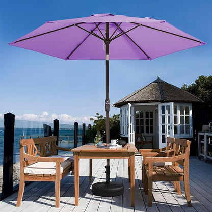 JEAREY 7.5FT Patio Umbrella Market Table Umbrella with 6 Sturdy Ribs, Push Button Tilt/Crank Outdoor Umbrella for Garden, Deck, Backyard, Pool and Porch,Taro Purple
