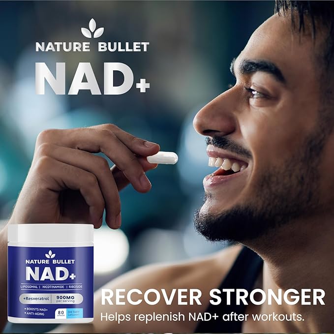 NAD Supplement for Anti-Aging and Cell: Nicotinamide Riboside & Mononucleotide - Cellular Energy & Mitochondrial & Healthy Aging & Cognitive Function Support - Liposomal NAD Supplements - 80 Capsules