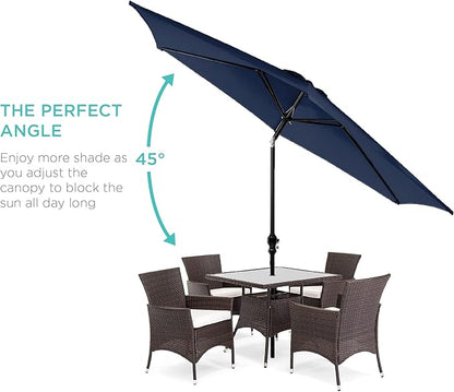 Best Choice Products 10ft Outdoor Steel Polyester Market Patio Umbrella w/Crank, Easy Push Button, Tilt, Table Compatible - Navy Blue