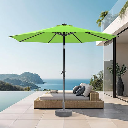 9ft Outdoor Patio Umbrella - Market Table Pool Deck Umbrella UPF50+ UV Protection with Push Button Tilt, Crank and 8 Sturdy Ribs (Apple Green, No base)