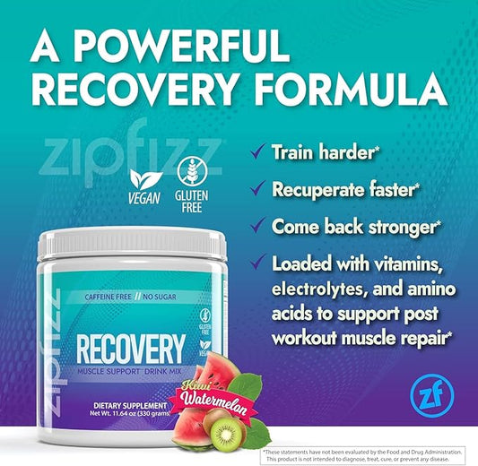 Zipfizz Muscle Recovery Drink Mix: Enhance Performance with Vitamins, Minerals, and Amino Acids for Rapid Muscle Repair and Recovery - Includes L-Glutamine, Tart Cherry Extract, L-Carnitine