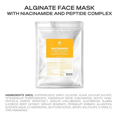 Name Skin Care Alginate Powder Face Mask with Niacinamide and Peptide Complex - 2.2lb, 40 Applications - Peel Off Korean Beauty Natural Fascial Skincare - Hydrating Moisturizing Exfoliating Kit