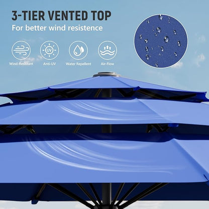 Patio Umbrellas, Pool Umbrella, Outdoor Umbrella with Push Button Tilt/Crank, Deck Umbrellas, Market Umbrela Table for Backyard, Deck, Garden, Pool