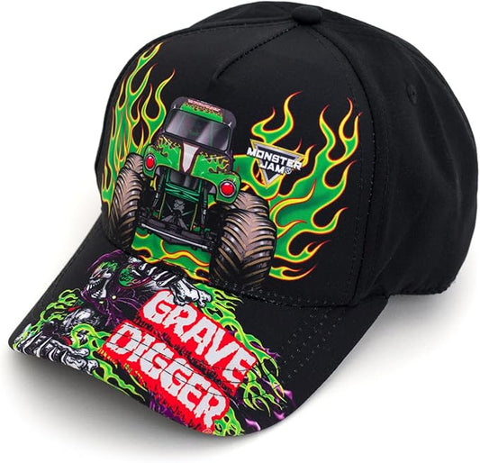 Monster Jam Grave Digger One Size Adjustable Snapback Baseball Cap Hat Grave Digger Black OS Youth