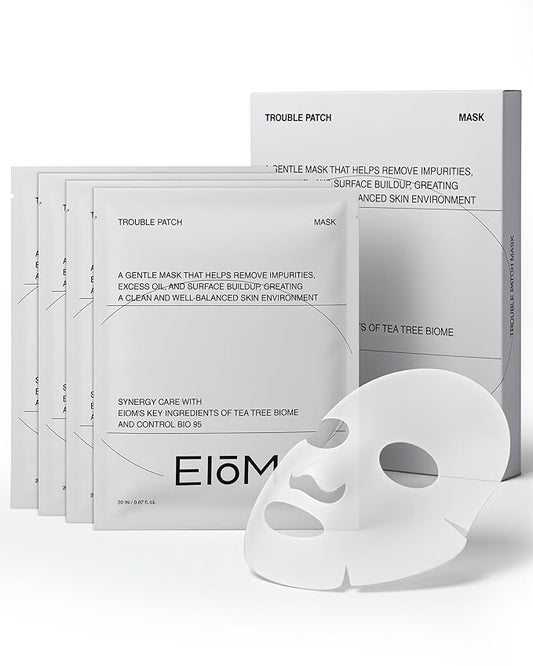 Trouble Patch Mask – Korean Face Sheet Mask for Blemish-Prone Skin, Calming & Hydrating Skincare for Oil Control (20ml x 4 Sheet Masks)