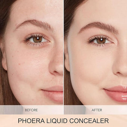 PHOERA Foundation Full Coverage,PHOERA Concealer Lightweight Full Coverage,PHOERA Buff Beige+104#CUSTARD)