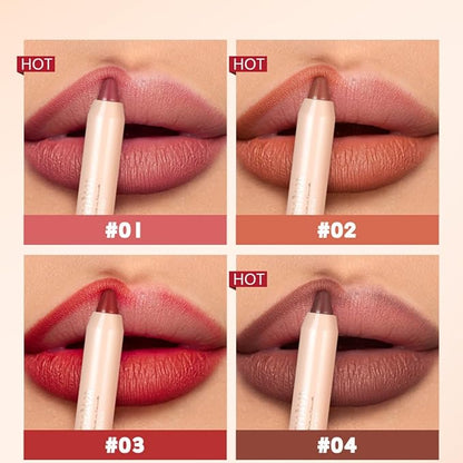 8 Colors High Pigmented Smooth Matte Lip Liner Pencil, Waterproof Velvet Lipstick Pen, Professional Lip Liner for Girls and Women (01)