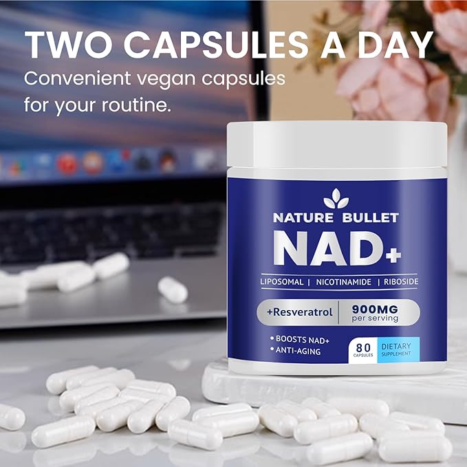 NAD Supplement for Anti-Aging and Cell: Nicotinamide Riboside & Mononucleotide - Cellular Energy & Mitochondrial & Healthy Aging & Cognitive Function Support - Liposomal NAD Supplements - 80 Capsules