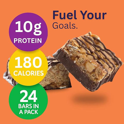 HMR Chocolate Peanut Butter Protein Bar | Nutritious Snack to Support Weight Maintenance | Low Calorie Dessert | 10g of Protein | 24 Count