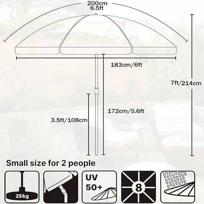 AMMSUN Patio Umbrella, 6.5 ft Outdoor Table Umbrella with Tilt Steel Pole, UPF50+ Protection, Great for Outdoor Garden Backyard, Beige