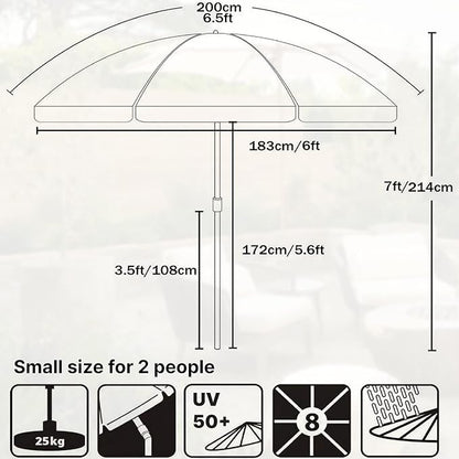 AMMSUN Patio Umbrella, 6.5 ft Outdoor Table Umbrella with Tilt Steel Pole, UPF50+ Protection, Great for Outdoor Garden Backyard, Elegant White