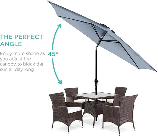Best Choice Products 10ft Outdoor Steel Polyester Market Patio Umbrella w/Crank, Easy Push Button, Tilt, Table Compatible - Breeze Blue