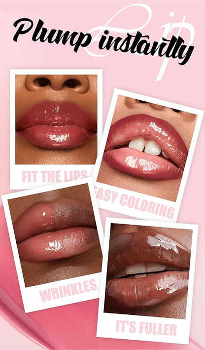 Plumping Lip Oil with Fresh Ginger Extract - Instant Fuller Lips, Ultra-Hydrating & Nourishing Glossy Lip Glow Oil, Lip Plumping Booster for Smooth, Defined Lips (#01 PETAL, 1)