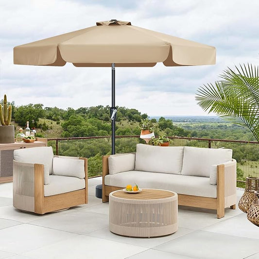 MASTERCANOPY Valance Patio Umbrella for Outdoor Table Market (7.5ft, Khaki)