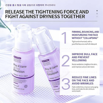 DEleventh Korean Brand Pro-Xilane Active Emulsion 80ml / Anti-Wrinkle, Moisturizing, Anti-Aging, Tighten and Delicate Skin, Improve Darkening, Repair Damaged Cells, and Block UV Rays