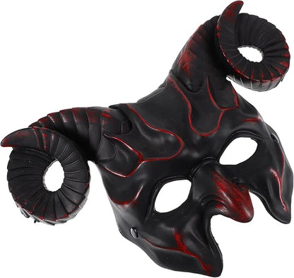 Gadpiparty Devil Goat Skull Mask Ox Ram Horns Monster Animal Half Face Halloween Masquerade Mask Cosplay Props for Adults