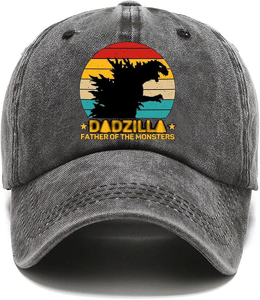 Father of The Monsters Funny Distressed Washed Black Baseball Cap, Vintage Adjustable Cotton Cap, Birthday Appreciate Gifts for Brother Dad Grandpa, Christmas Thanking You Gifts for Dad Uncle