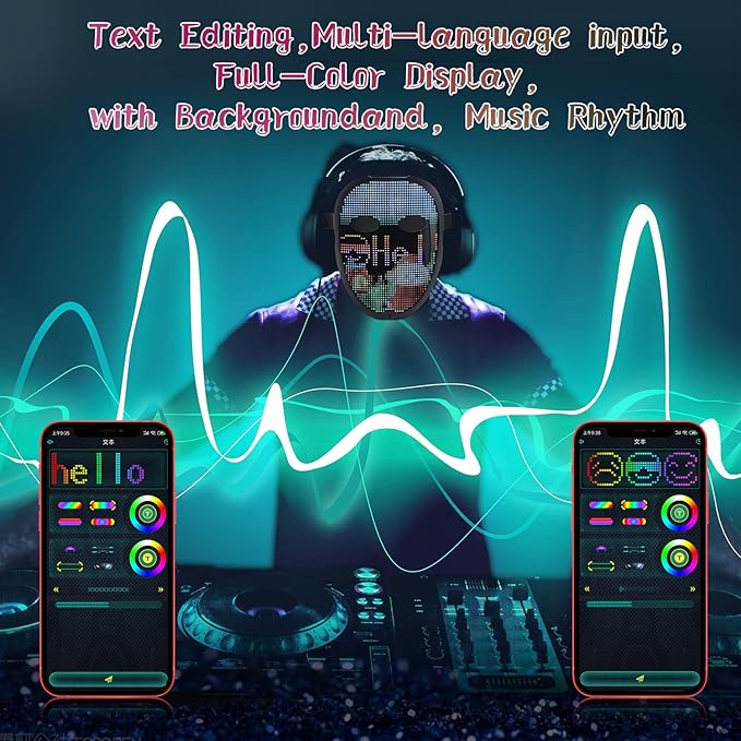 brookhaus Led Mask, Bluetooth App Controlled Halloween Masks, Luminous Mask for Adults, Light up Costumes Masks
