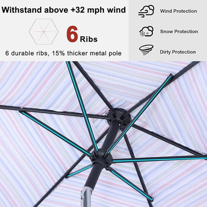ABCCANOPY 7.5FT Outdoor Patio Umbrella, UV Protection Table Umbrella w/Crank for Easy Set Up, Suitable for Garden, Lawn, Deck & Backyard (Red Green Stripe)