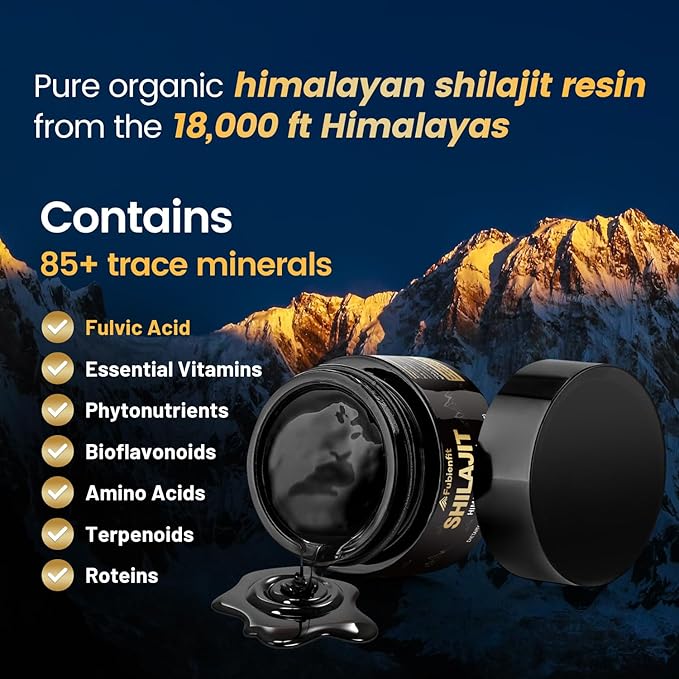 Pure Himalayan Shilajit Resin - Pure Shilajit for Men and Women, Organic Shilajit Supplement with 85+ Minerals & Fulvic Acid, High Potency Energy & Immune Support, Lab Tested 60 Grams