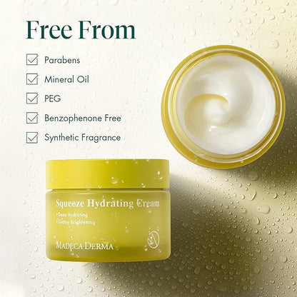 Madeca DERMA Squeeze Hydrating Facial Cream – Hydration & Brightening with Prickly Pear Cactus, Carica Papaya, and Centella Asiatica, Korean Skincare for Moisturizing & Skin Repair (1.69 fl oz)