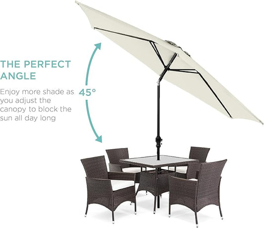 Best Choice Products 10ft Outdoor Steel Polyester Market Patio Umbrella w/Crank, Easy Push Button, Tilt, Table Compatible - Ivory