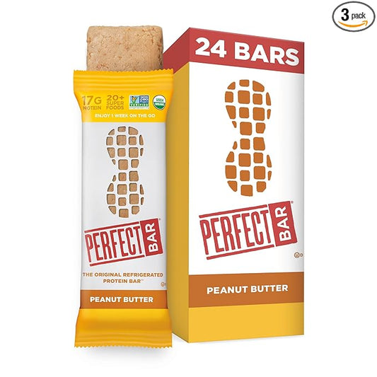 Perfect Bar Original Refrigerated Protein Bar, Peanut Butter, 2.5 Ounce Bar, 8 Count (Pack of 3)
