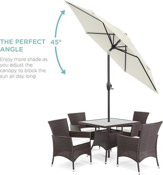 Best Choice Products 7.5ft Heavy-Duty Round Outdoor Market Table Patio Umbrella w/Steel Pole, Push Button Tilt, Easy Crank Lift - Ivory