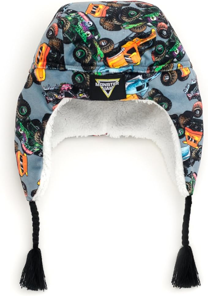 Monster Jam Truck Fleece Beanie with Ear Flaps Infant and Toddler Sizes