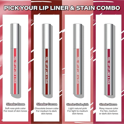 Cilrofelr Peel Off Lip Liner Stain, Long Wear Tattoo Lip Liner with Tweezer, Peel Off Lip Stain with Matte Finish, Long Lasting, Waterproof, Transfer-proof, Highly Pigmented Color (N-Nude Pink)