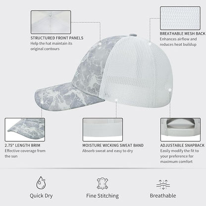 LOOGU Fishing Hat Mesh Back for Men Women Adjustable Baseball Trucker Cap Snapback Hats