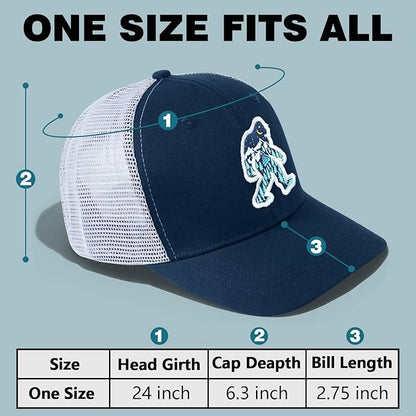 Mesh Bigfoot Hat Leather Cap for Men- Great Snapback Closure Sasquatch Hat for Hunting & Hiking