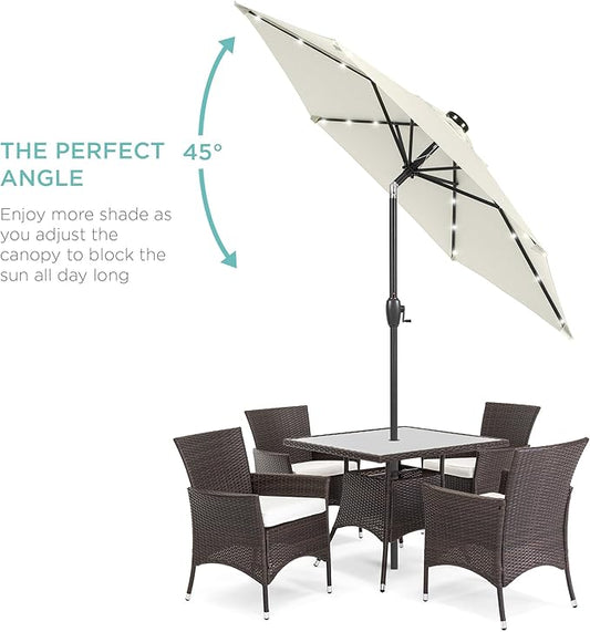Best Choice Products 7.5ft Outdoor Solar Market Table Patio Umbrella for Deck, Pool w/Tilt, Crank, LED Lights - Ivory