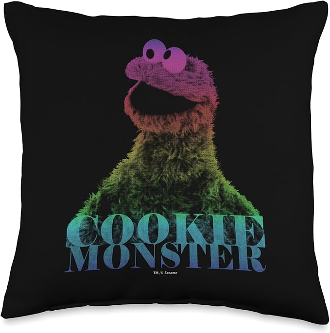 Sesame Street Cookie Monster Halftone Throw Pillow, 16x16, Multicolor