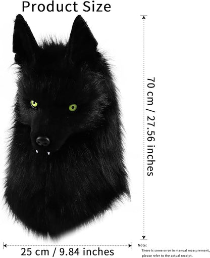 Furry Head Mask Animal Wolf Dog Plush Faux Fur Masks for Halloween Masquerade Cosplay Costume Props
