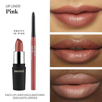 Mented Cosmetics Lip Liner for Women, Dark Brown Lipliner Lip Pencil, Waterproof Lipliner, Vegan + Cruelty Free Makeup, Pretty in Pink