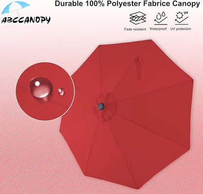 ABCCANOPY Durable Solar Led Patio Umbrellas with 32LED Lights 9FT (vermilion)