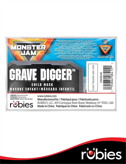 Rubies Monster Jam Grave Digger Plastic Half-Mask for Kids Boys, One Size for Themed Parties and Halloween