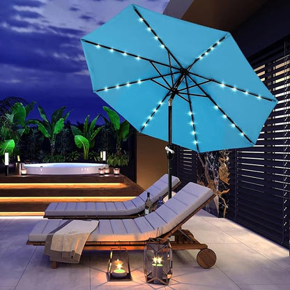ABCCANOPY Durable Solar Led Patio Umbrellas with 32LED Lights 11FT (Turquoise)