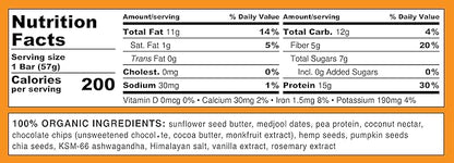 Feel Vegan Protein Bars | Sunbutta Chocolate Chip | Keto | Gluten Free | Organic | Ashwagandha | 15g Plant Protein | Low Carb | High Protein | Dairy Free | Low Sugar | Grain Free | Nut Free | Soy Free | Non GMO - (Sunbutta Choco Chip, 10 Pack)