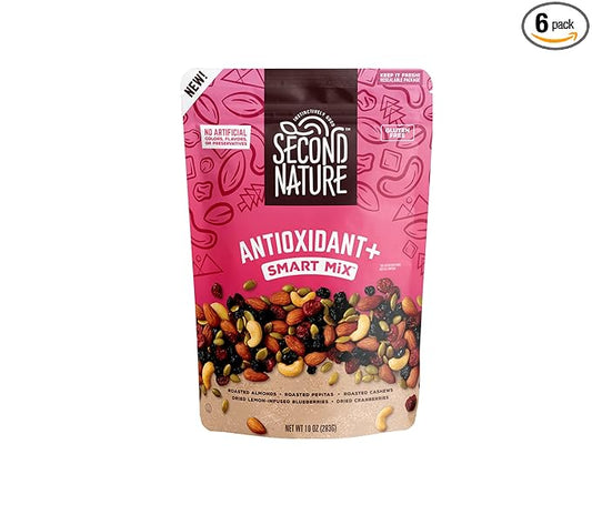Second Nature Antioxidant+ Smart Mix, Good Source of Antioxidant Vitamin E, No Artificial Colors, Flavors or Preservatives, Low Sodium, Kosher, Gluten Free, 10 Ounce (Pack of 6)