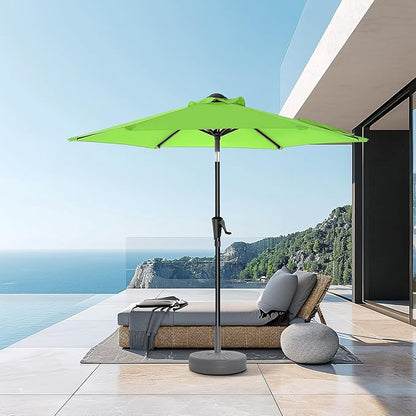 7.5ft Outdoor Patio Umbrella - Market Table Pool Deck Umbrella UPF50+ UV Protection with Push Button Tilt, Crank and 6 Sturdy Ribs (Apple Green, No base)