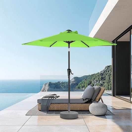 7.5ft Outdoor Patio Umbrella - Market Table Pool Deck Umbrella UPF50+ UV Protection with Push Button Tilt, Crank and 6 Sturdy Ribs (Apple Green, No base)