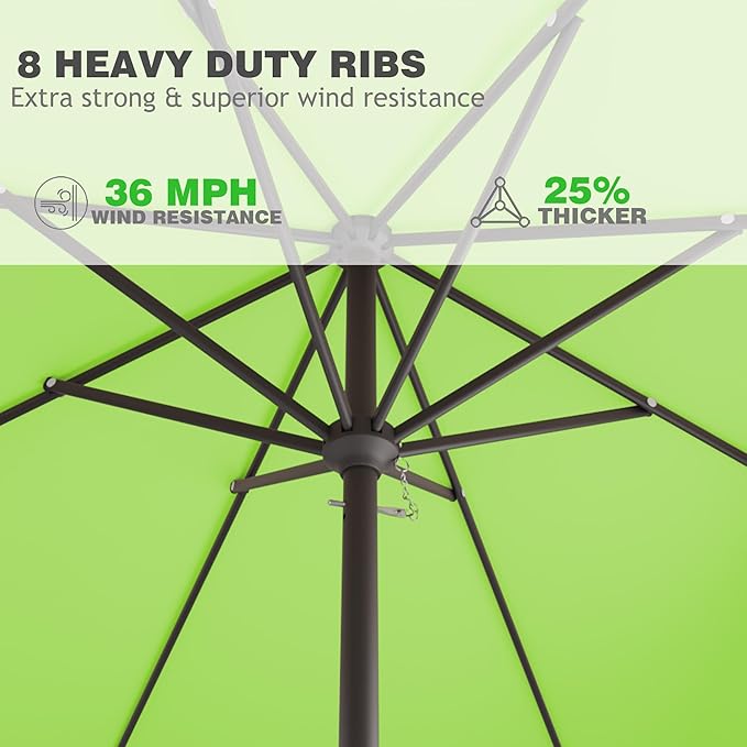 8' x 10' Rectangular Patio Umbrellas for Outdoor, Outdoor Table Umbrella, Large Outdoor Patio Umbrellas with 8 Sturdy Ribs for Market, Garden, Pool (Apple Green)
