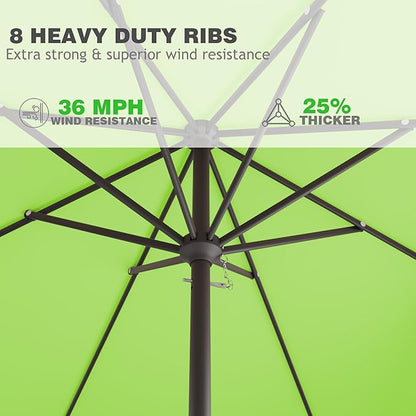 8' x 10' Rectangular Patio Umbrellas for Outdoor, Outdoor Table Umbrella, Large Outdoor Patio Umbrellas with 8 Sturdy Ribs for Market, Garden, Pool (Apple Green)