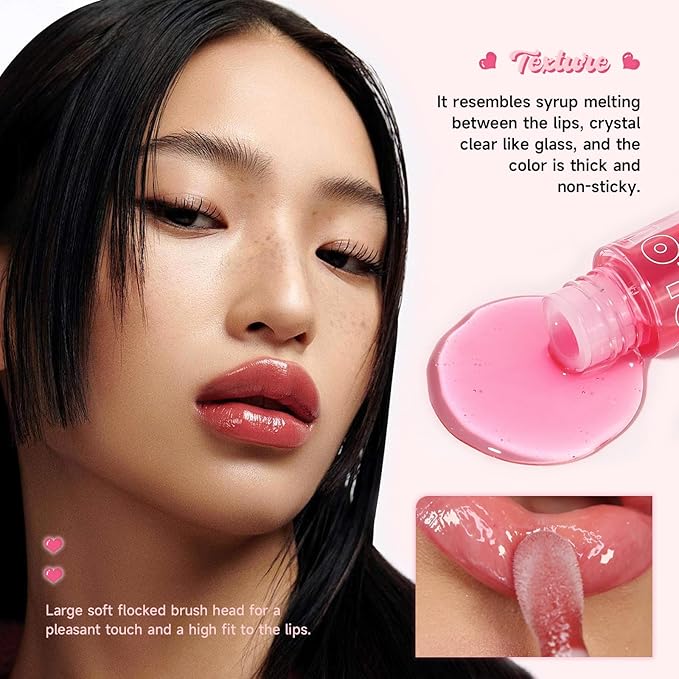 Lip Plumper Gloss High-Shine Liquid Lip Plumping Color, Long-Lasting Plumper Pout, Moisturizing, Non-Sticky With Natural Ginger Extract Portable 6 Colors (02#Grapefruit)