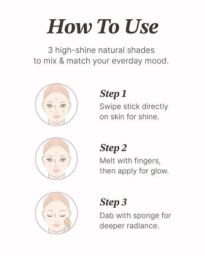 Glint Stick Highlighter (Rosy Moon, 0.) - Multi-Use Nose, Lips. 24oz