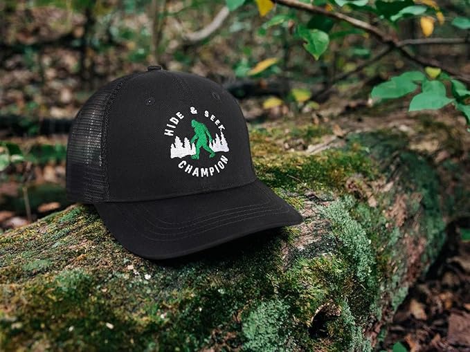 Mesh Bigfoot Hat Leather Cap for Men- Great Snapback Closure Sasquatch Hat for Hunting & Hiking
