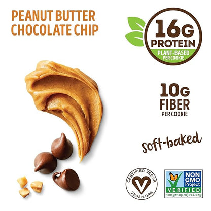 Lenny & Larry's The Complete Cookie, Peanut Butter Chocolate Chip, Soft Baked, 16g Plant Protein, Vegan, Non-GMO, 4 Ounce Cookie (Pack of 12)
